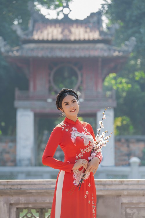Hoa hậu Ngọc Hân với bộ sưu tập áo dài “Sắc màu phồn vinh" - ảnh 4