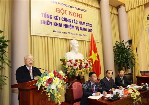 Tổng Bí thư, Chủ tịch nước Nguyễn Phú Trọng dự Hội nghị triển khai nhiệm vụ của Văn phòng Chủ tịch nước - ảnh 1