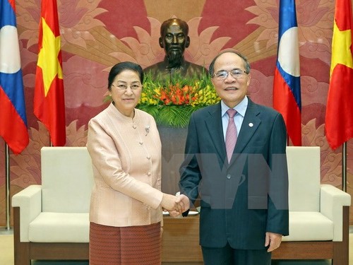 Chủ tịch Quốc hội Nguyễn Sinh Hùng hội đàm với Chủ tịch Quốc hội Lào Pany Yathotou - ảnh 1