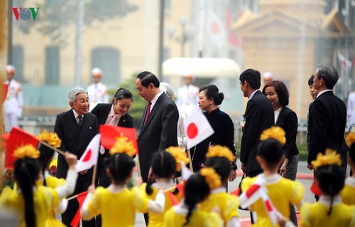 Chủ tịch nước Trần Đại Quang chủ trì lễ đón và hội kiến Nhà vua và Hoàng hậu Nhật Bản Akihito - ảnh 3