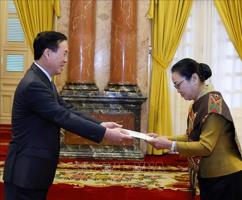 Президент Во Ван Тхыонг принял верительные грамоты у послов Венесуэлы и Лаоса  - ảnh 2