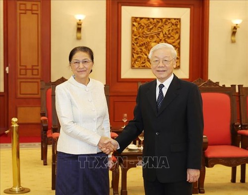 Tổng Bí thư, Chủ tịch nước Nguyễn Phú Trọng tiếp Chủ tịch Quốc hội Lào Pany Yathotou - ảnh 1