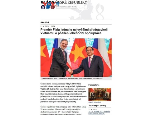 Báo chí CH Czech đánh giá cao chuyến thăm của Thủ tướng Petr Fiala tới Việt Nam - ảnh 1