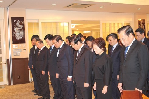 越南驻古巴、日本、新加坡、缅甸、老挝大使馆举行陈大光主席吊唁仪式 - ảnh 1