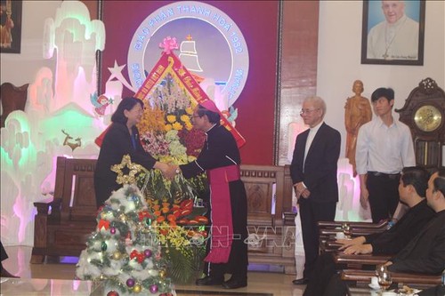 越南国家副主席邓氏玉盛向清化省天主教信教群众致以圣诞祝福 - ảnh 1