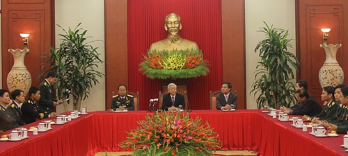 Tổng Bí thư Nguyễn Phú Trọng tiếp các đại biểu dự Đại hội Đoàn Quân đội - ảnh 1