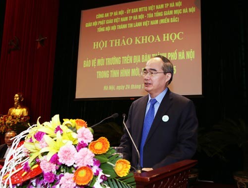 Chủ tịch Ủy ban Trung ương MTTQ Việt Nam dự hội thảo khoa học Bảo vệ môi trường trên địa bàn Hà Nội - ảnh 1