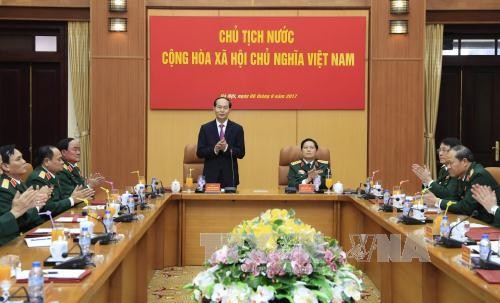 Chủ tịch nước Trần Đại Quang làm việc với Lãnh đạo Bộ Quốc phòng - ảnh 1