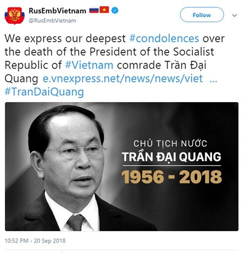 Truyền thông quốc tế đồng loạt đăng tin, chia buồn về việc Chủ tịch nước Trần Đại Quang từ trần - ảnh 1
