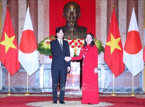 Vice President welcomes Japan’s Crown Prince, Crown Princess - ảnh 1