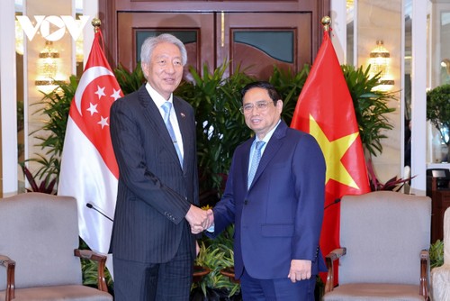 Thủ tướng Phạm Minh Chính tiếp Bộ trưởng cao cấp kiêm Bộ trưởng điều phối An ninh quốc gia Singapore Tiêu Chí Hiền - ảnh 1