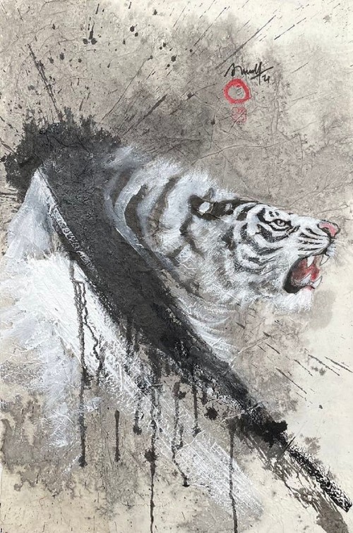 Lively paintings by Nguyen Doan Ninh to usher in Year of the Tiger - ảnh 15
