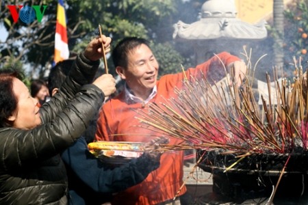 Hanoier besuchen Pagoden am ersten Tag des traditionellen Neujahrsfests Tet - ảnh 10