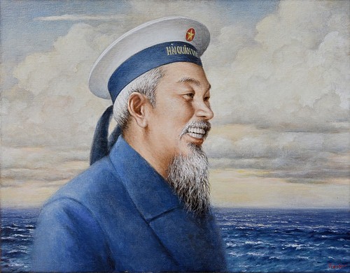 Malerin Nguyen Thu Thuy schenkt dem Marine-Oberkommando Bilder über Präsident Ho Chi Minh - ảnh 1