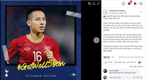 Fußballklub Tottenham beglückwünscht Mittelfeldspieler Do Hung Dung den baldigen Rückkehr  - ảnh 1