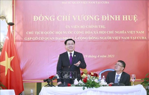 Parlamentspräsident Vuong Dinh Hue besucht vietnamesische Botschaft und Fidel Castro Ruz Zentrum - ảnh 1