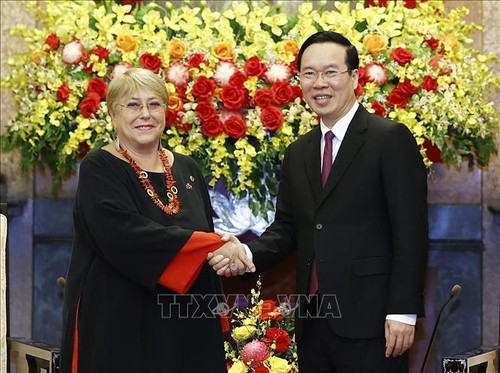 President hosts reception for Chile's Bachelet  ​ - ảnh 1