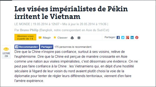 Französische Medien kritisieren China wegen Aktivitäten im Ostmeer - ảnh 1