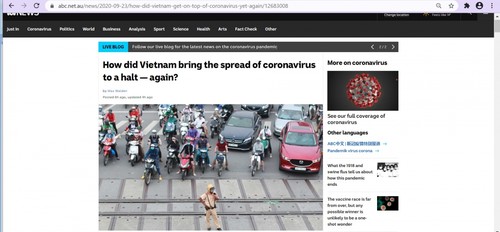 Australiens Medien: Vietnam bekämpft 2. Welle der COVID-19-Pandemie schnell, effizient und sparsam - ảnh 1