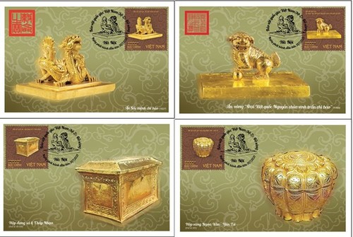  “Gegenstände aus Gold” in der Briefmarkensammlung über Nationale Schätze Vietnams - ảnh 1