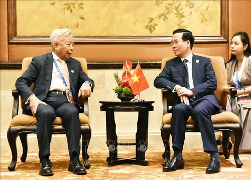 Staatspräsident Vo Van Thuong empfängt Vorsitzenden der AIIB Jin Liqun       - ảnh 1