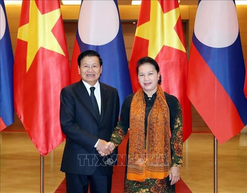Líder del Parlamento vietnamita se reúne con premier laosiano - ảnh 1