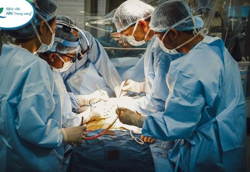 Médicos vietnamitas realizan con éxito trasplante de hígado a bebé de 9 meses - ảnh 1