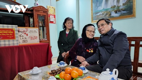 Premier vietnamita visita la Madre Heroica Lam Thi Men, en Cao Bang - ảnh 1