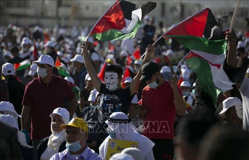   Des milliers de Palestiniens rassemblés contre l'annexion des colonies et de la vallée du Jourdain - ảnh 1