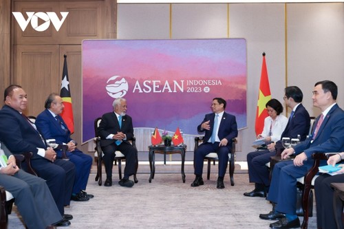 Pham Minh Chinh rencontre le Premier ministre timorais et le président du WEF - ảnh 1
