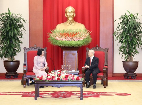 Nguyên Phu Trong reçoit la présidente de l’Assemblée nationale cambodgienne - ảnh 1