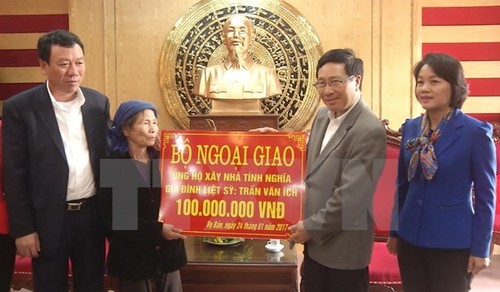 Вице-премьер, глава МИД Вьетнама навестил семьи льготников в провинции Намдинь - ảnh 1
