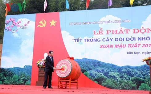 Президент Вьетнама Чан Дан Куанг развернул праздник посадки деревьев - ảnh 1