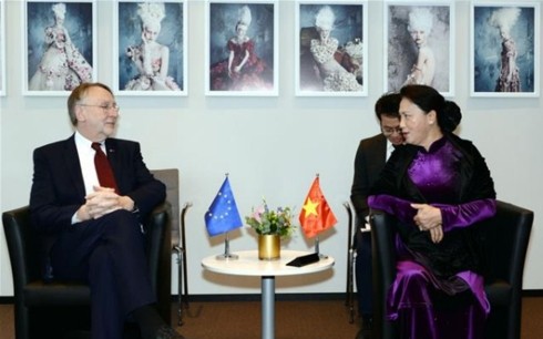 Нгуен Тхи Ким Нган встретилась с главой нижней палаты Бельгии и главой комитета ЕП по международной торговле - ảnh 2