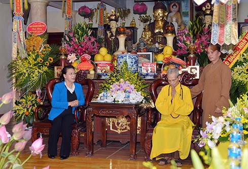 Нгуен Тхи Ким Нган посетила главу Вьетнамской буддийской сангхи - ảnh 1