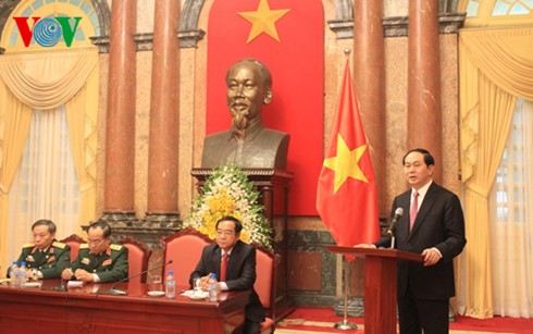 Tran Dai Quang rencontre des cadres de l’Etat-major général  - ảnh 1