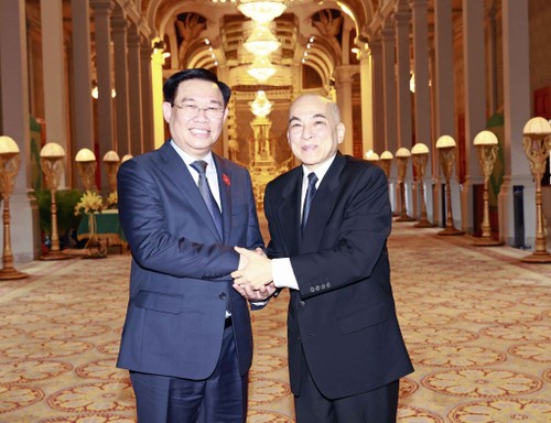 Vuong Dinh Huê rencontre le roi et le président du Sénat cambodgien - ảnh 1