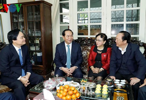 Chủ tịch nước Trần Đại Quang thăm, chúc Tết các trí thức tiêu biểu của thủ đô Hà Nội  - ảnh 2