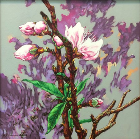 Vẻ đẹp hoa đào trong tranh của Nguyễn Hữu Khoa - ảnh 4
