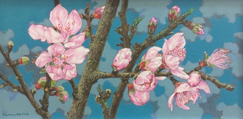 Vẻ đẹp hoa đào trong tranh của Nguyễn Hữu Khoa - ảnh 3