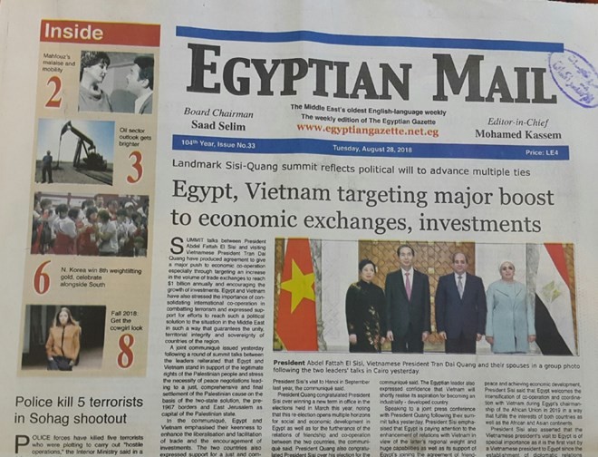 Medios de comunicación de Egipto ensalzan visita del presidente vietnamita - ảnh 1
