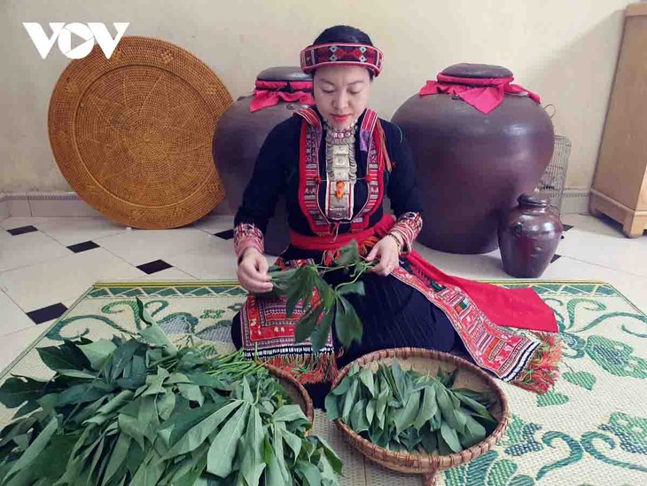 Hojas de yuca encurtidas, un manjar de la comunidad étnica Dao Rojo en la región norteña - ảnh 1