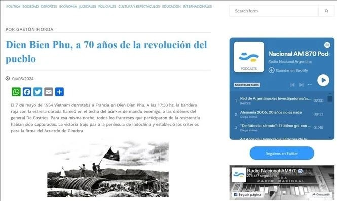 Radio Nacional Argentina destaca Dien Bien Phu, a 70 años de la revolución del pueblo vietnamita - ảnh 1