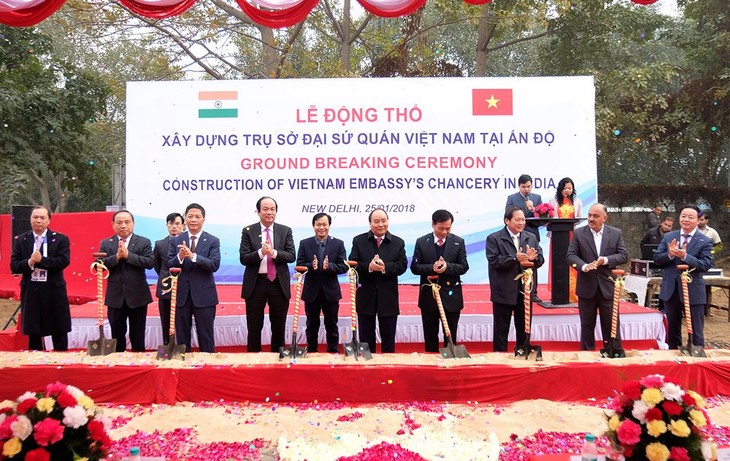 Ponen la primera piedra de la nueva Embajada vietnamita en Nueva Delhi  - ảnh 1