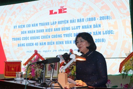 Conmemoran 130 aniversario de la fundación del distrito de Hai Hau en la provincia de Nam Dinh  - ảnh 1
