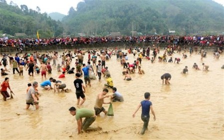 Celebran festival de capturar peces a mano en Tuyen Quang - ảnh 1