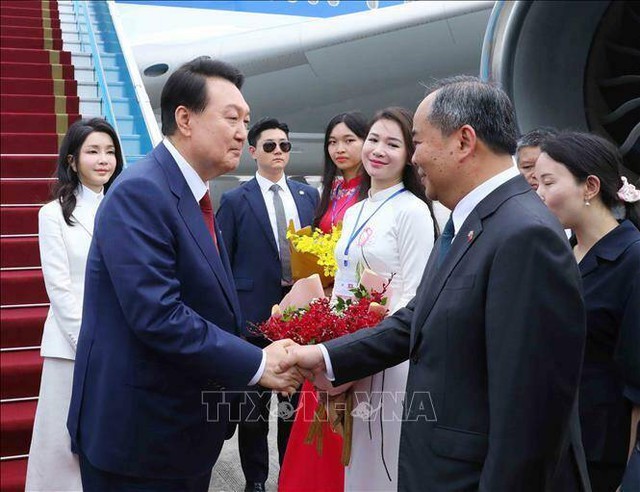 Presidente de Corea del Sur llega a Hanói - ảnh 1