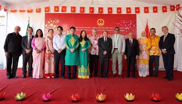 Ciudadanos vietnamitas en India, México y Venezuela celebran el Tet 2024 - ảnh 1