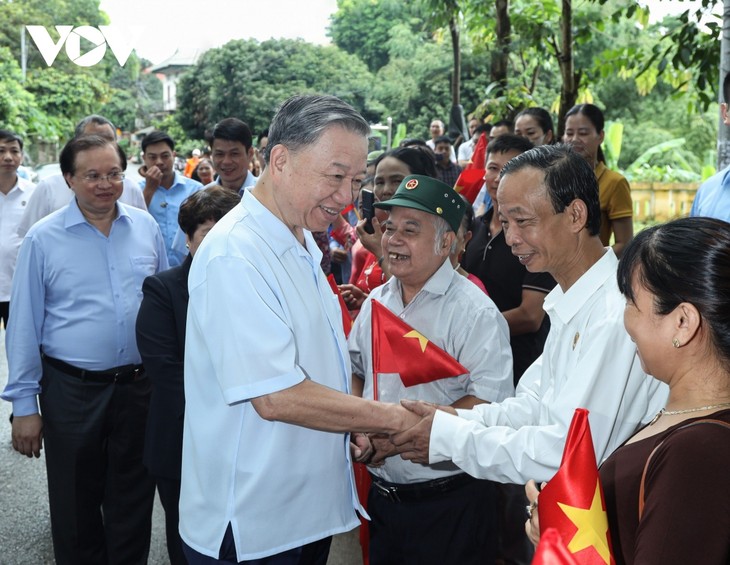  Presidente de Vietnam visita aldea antigua de Duong Lam - ảnh 1