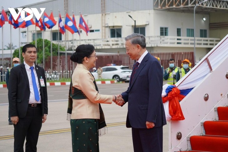 苏林抵达万象开始对老挝进行国事访问 - ảnh 1
